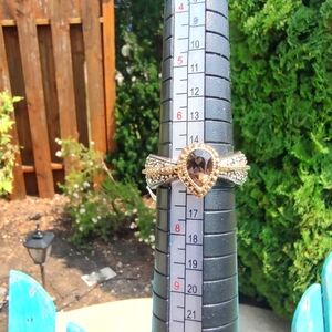 Judith Jack Ring Marcasite Silver Gold with Gem Size 7